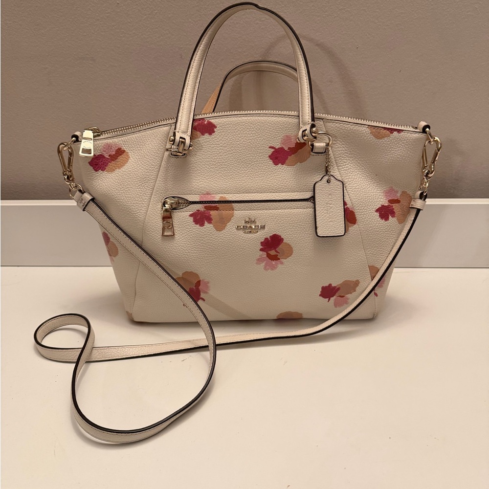 Coach Prairie Satchel with Pop Floral Print in Gold/Chalk Multi